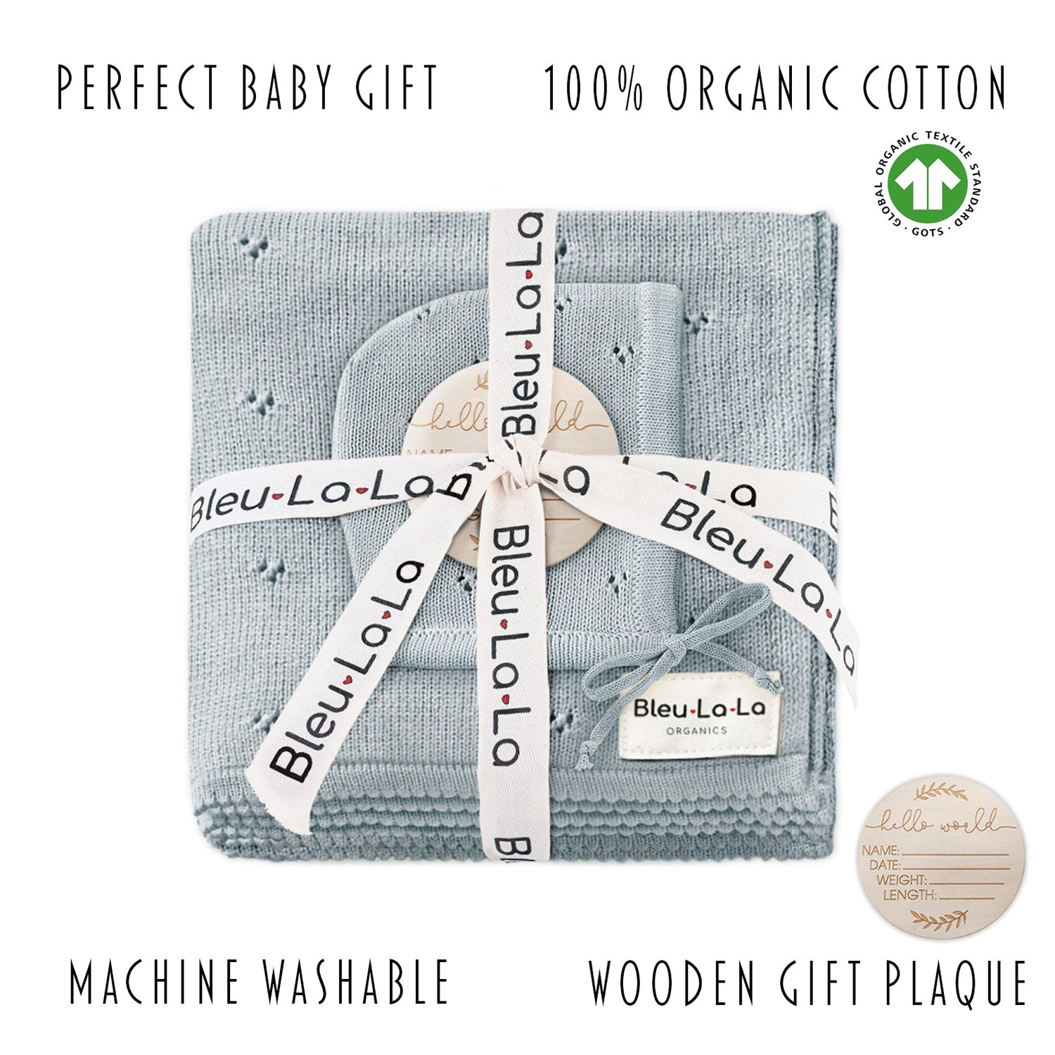 Organic Pointelle Baby Blanket + Hat Set – Soft & Breathable by Bleu La La