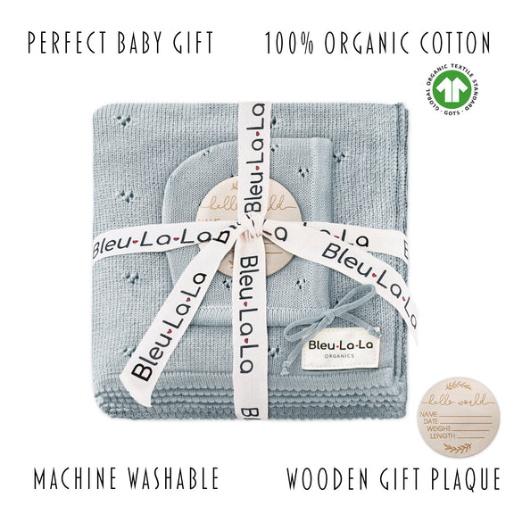 Organic Pointelle Baby Blanket + Hat Set – Soft & Breathable by Bleu La La