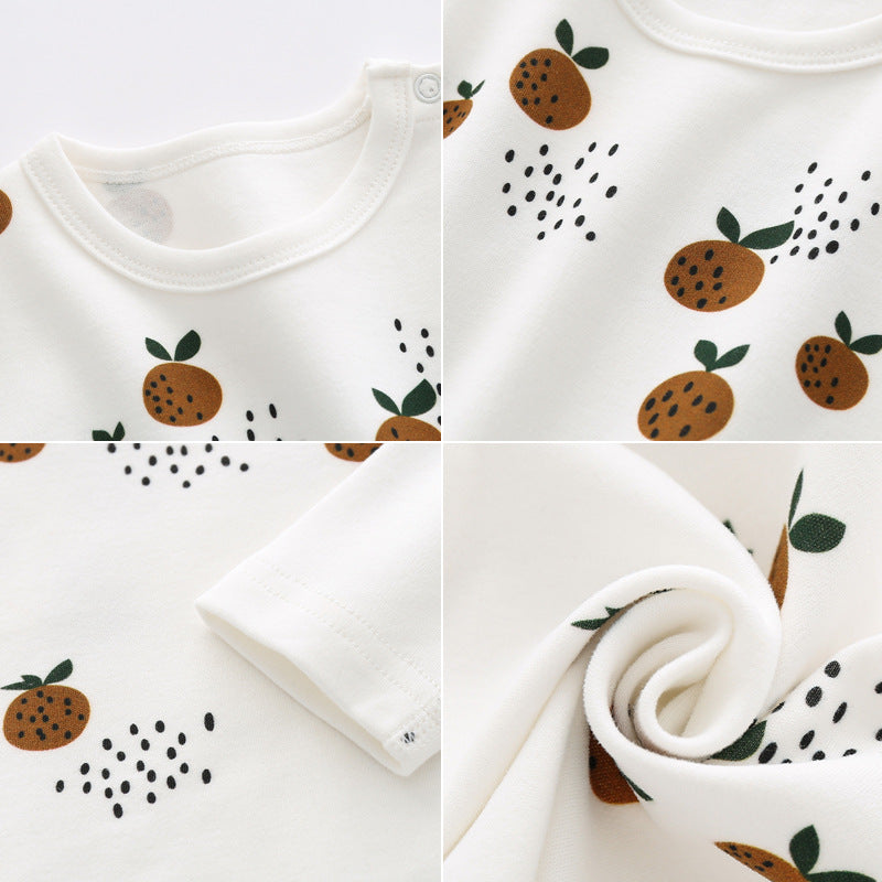 Baby 1pcs Allover Fruit Graphic Long Sleeve Bottoming Shirt & Trousers Sets, MyKids-USA®, Baby & Toddler Outfits, MyKids-USA -  -  -  -  -  -  - 