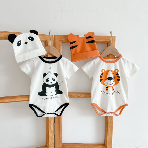 Baby Girl Cartoon Animal Print Round Collar Short-Sleeved Onesies, MyKids-USA®, Baby & Toddler Outerwear, MyKids-USA -  -  -  -  -  -  - 