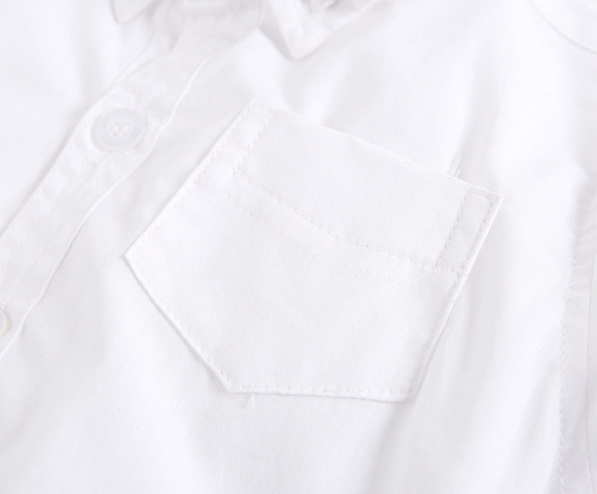 Baby Boy Solid Color Buttoned Shirt With Pockets Short Sleeve Onesies Online In Summer, MyKids-USA®, Baby One-Pieces, MyKids-USA -  -  -  -  -  -  - 