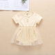 Baby Girl Embroidery Daisy Short-Sleeved Round Collar Dress, MyKids-USA®, Baby & Toddler Outfits, MyKids-USA - Size/Age - 66 (3-6M) - Color - Beige -  -  - SH2203241426-A