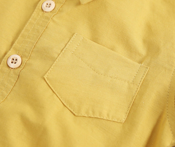 Baby Boy Solid Color Buttoned Shirt With Pockets Short Sleeve Onesies Online In Summer, MyKids-USA®, Baby One-Pieces, MyKids-USA -  -  -  -  -  -  - 