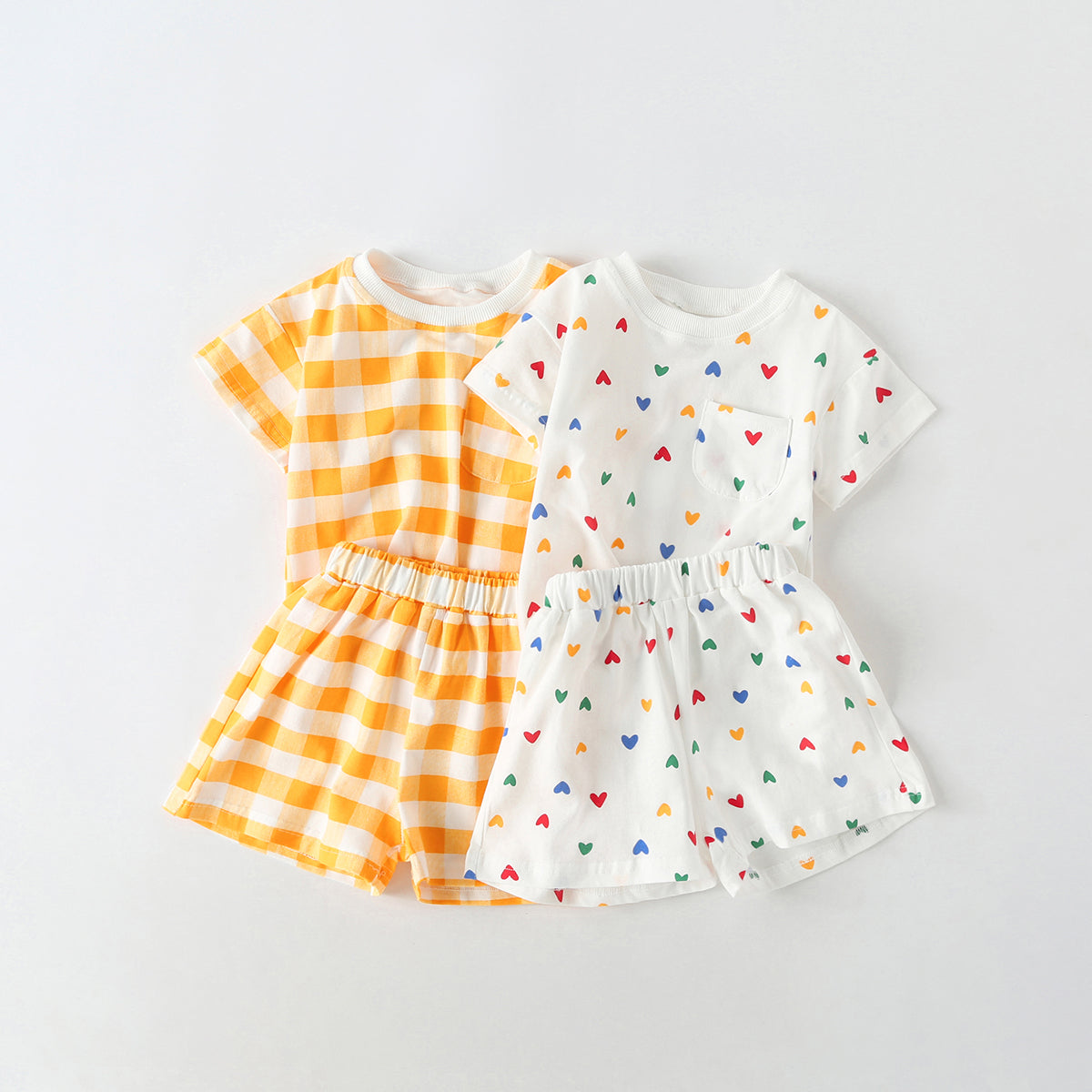 Baby 1pcs Plaid & Heart Pattern Tee Combo Shorts Simply Style Sets, MyKids-USA®, Baby & Toddler Outfits, MyKids-USA -  -  -  -  -  -  - 