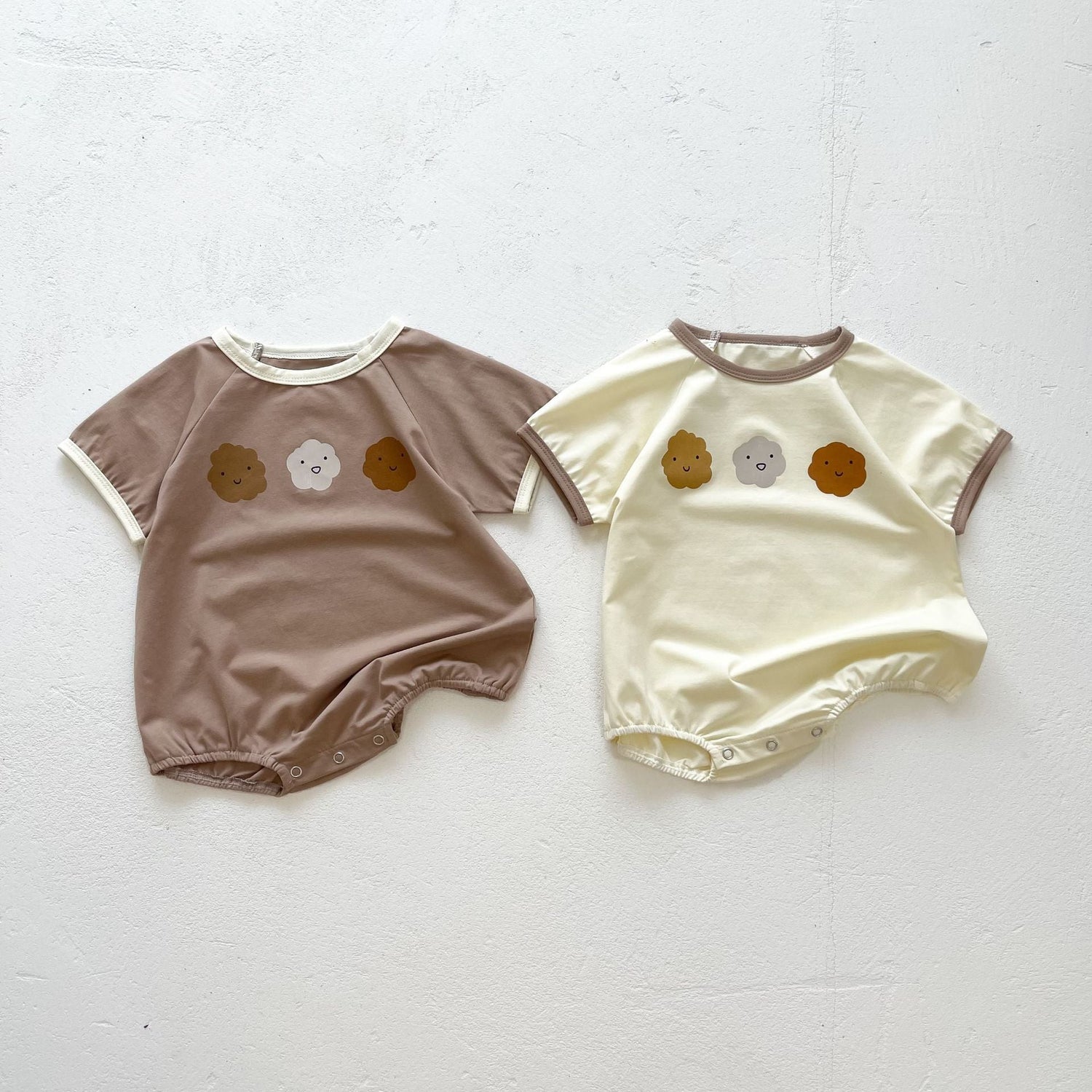 Baby Girl Cute Smile Face Print Short-Sleeved Round Collar Simpfy Onesies, MyKids-USA®, Baby & Toddler Outfits, MyKids-USA -  -  -  -  -  -  - 