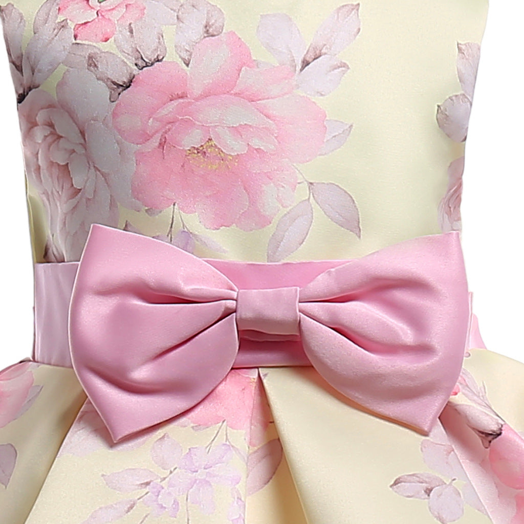Baby Girl Floral Pattern Bow Tie Princess Tutu Dress Formal Dress, MyKids-USA®, Baby & Toddler Dresses, MyKids-USA -  -  -  -  -  -  - 