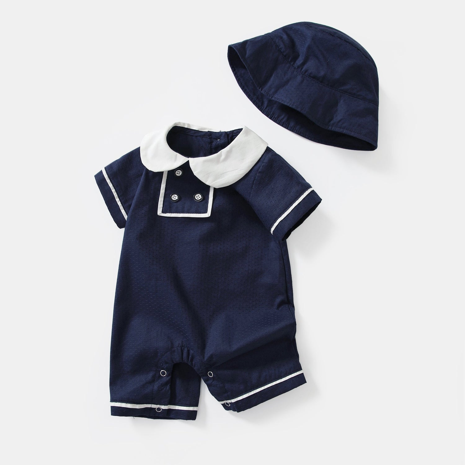 Baby Unisex Boy Girl College Style Romper Combo Sun Hat, MyKids-USA®, Baby & Toddler Outfits, MyKids-USA - Size/Age - 59 (0-3M) - Color - Blue -  -  - SH2203101725