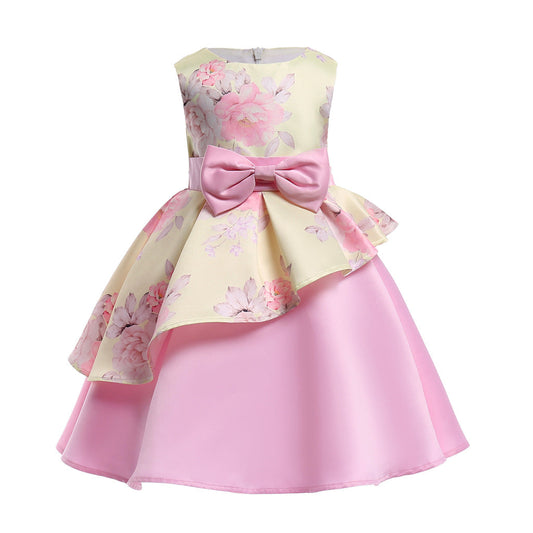 Baby Girl Floral Pattern Bow Tie Princess Tutu Dress Formal Dress, MyKids-USA®, Baby & Toddler Dresses, MyKids-USA -  -  -  -  -  -  - 