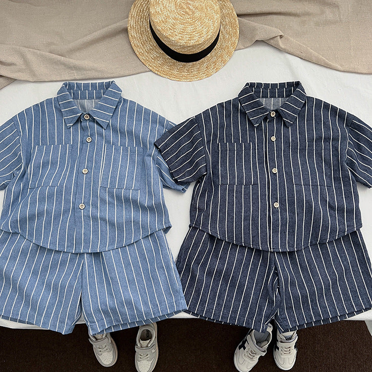 Baby Unisex Striped Pattern Single Breasted Summer Shirt, MyKids-USA®, Baby & Toddler Outerwear, MyKids-USA -  -  -  -  -  -  - 