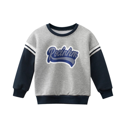 Baby Boy Slogan Pattern False 1-Pieces Design Fleece Hoodies, MyKids-USA®, Baby & Toddler Outerwear, MyKids-USA - Size/Age - 90 (12-24M) - Color - Grey -  -  - JM2205262215
