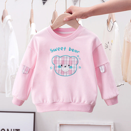 Baby Cartoon Bear Patched Graphic Kids Valentine’ Day Clothes Pullover Hoodies, MyKids-USA®, Baby & Toddler Outerwear, MyKids-USA - Size/Age - 90 (12-24M) - Color - Pink -  -  - JM2206291857