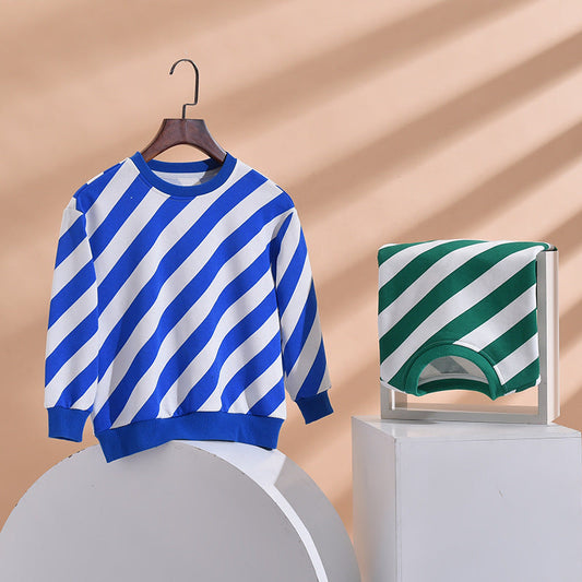 Baby Boy And Girl Striped Pattern Long Sleeve O-Collar Hoodies, MyKids-USA®, Baby & Toddler Outerwear, MyKids-USA -  -  -  -  -  -  - 