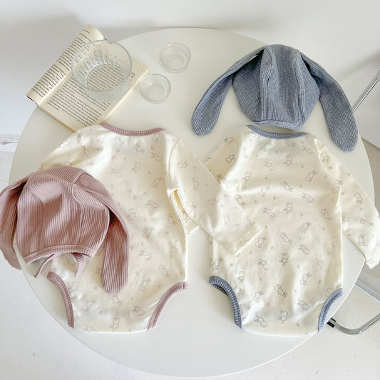 Baby Cute Bunny Graphic Long Sleeves Soft Cotton Bodysuit & Hat, MyKids-USA®, Baby One-Pieces, MyKids-USA -  -  -  -  -  -  - 