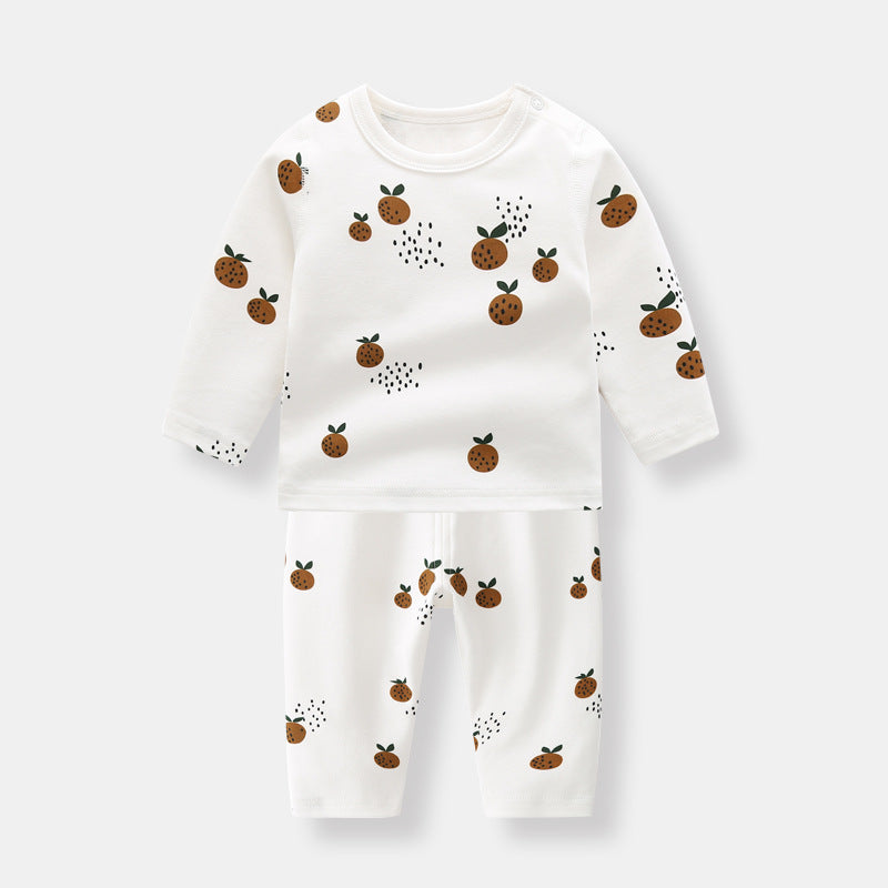 Baby 1pcs Allover Fruit Graphic Long Sleeve Bottoming Shirt & Trousers Sets, MyKids-USA®, Baby & Toddler Outfits, MyKids-USA - Size/Age - 66 (3-6M) - Color - Brown -  -  - JM2205092108