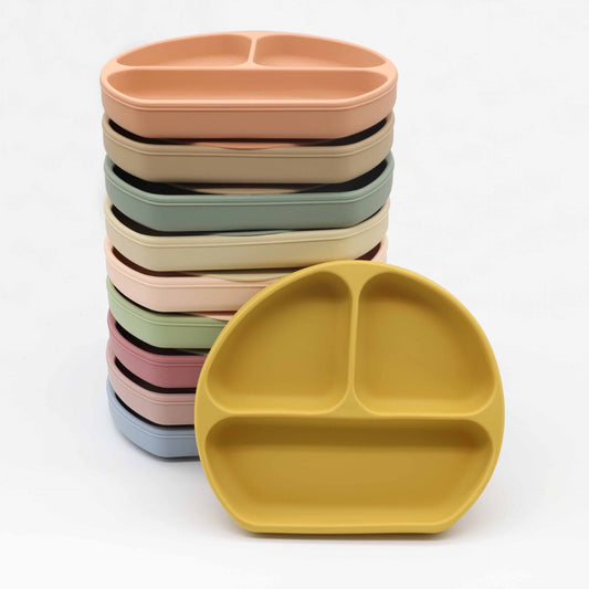 Baby Silicone Compartment Plate With Wooden Spoon, MyKids-USA®, Baby Gift Sets, MyKids-USA -  -  -  -  -  -  - 