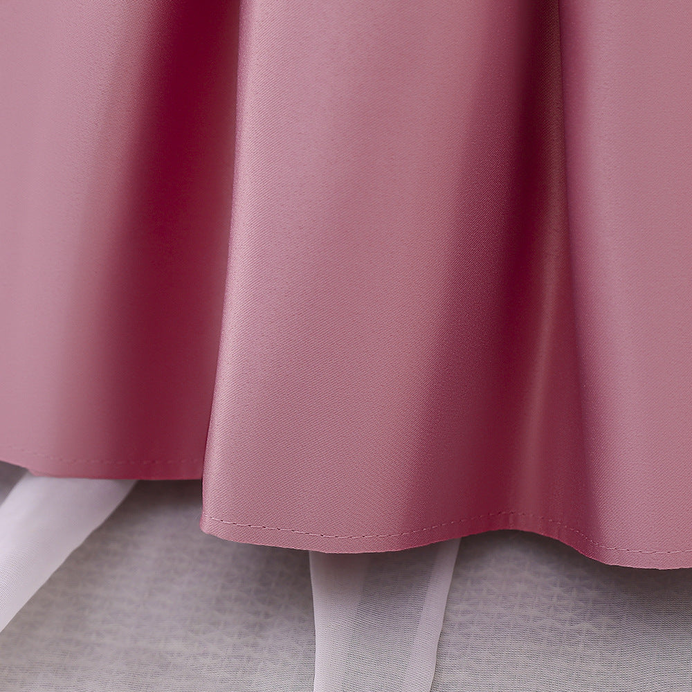 Baby Girl Solid Color Bow Patched Design Sleeveless Western Style Satin Dress, MyKids-USA®, Baby & Toddler Dresses, MyKids-USA -  -  -  -  -  -  - 