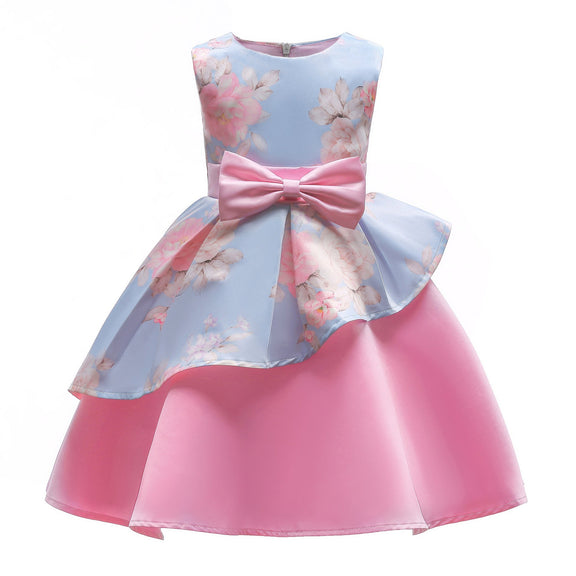 Baby Girl Floral Pattern Bow Tie Princess Tutu Dress Formal Dress, MyKids-USA®, Baby & Toddler Dresses, MyKids-USA -  -  -  -  -  -  - 