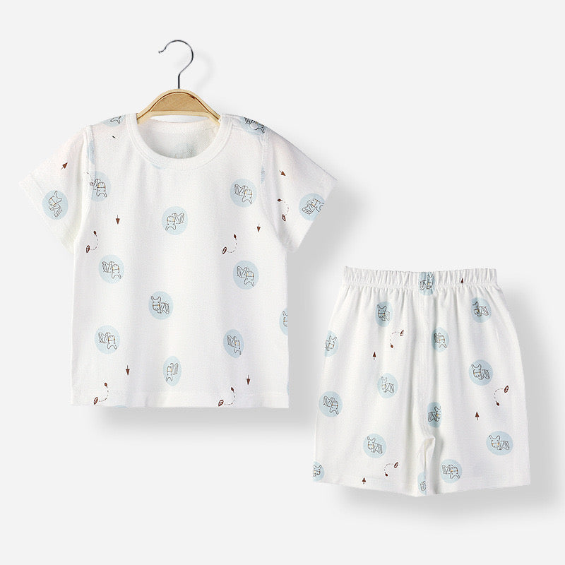 Baby Animal Print T-Shirt Combo 1-Pieces Solid Shorts Sets, MyKids-USA®, Baby & Toddler Sleepwear, MyKids-USA - Size/Age - 73 (6-9M) - Color - Blue -  -  - JM2205041548