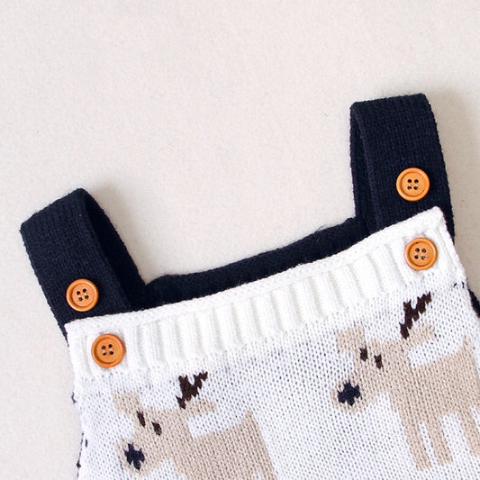 Baby Christmas Elk Pattern Srappy Design Sweater Rompers, MyKids-USA®, Baby One-Pieces, MyKids-USA -  -  -  -  -  -  - 