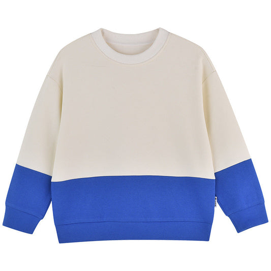 Baby Boy And Girl Colorblock Design Long Sleeve Pullover Hoodies, MyKids-USA®, Baby & Toddler Outerwear, MyKids-USA - Size/Age - 100 (2-3Y) - Color - Blue -  -  - JM2207271707-B