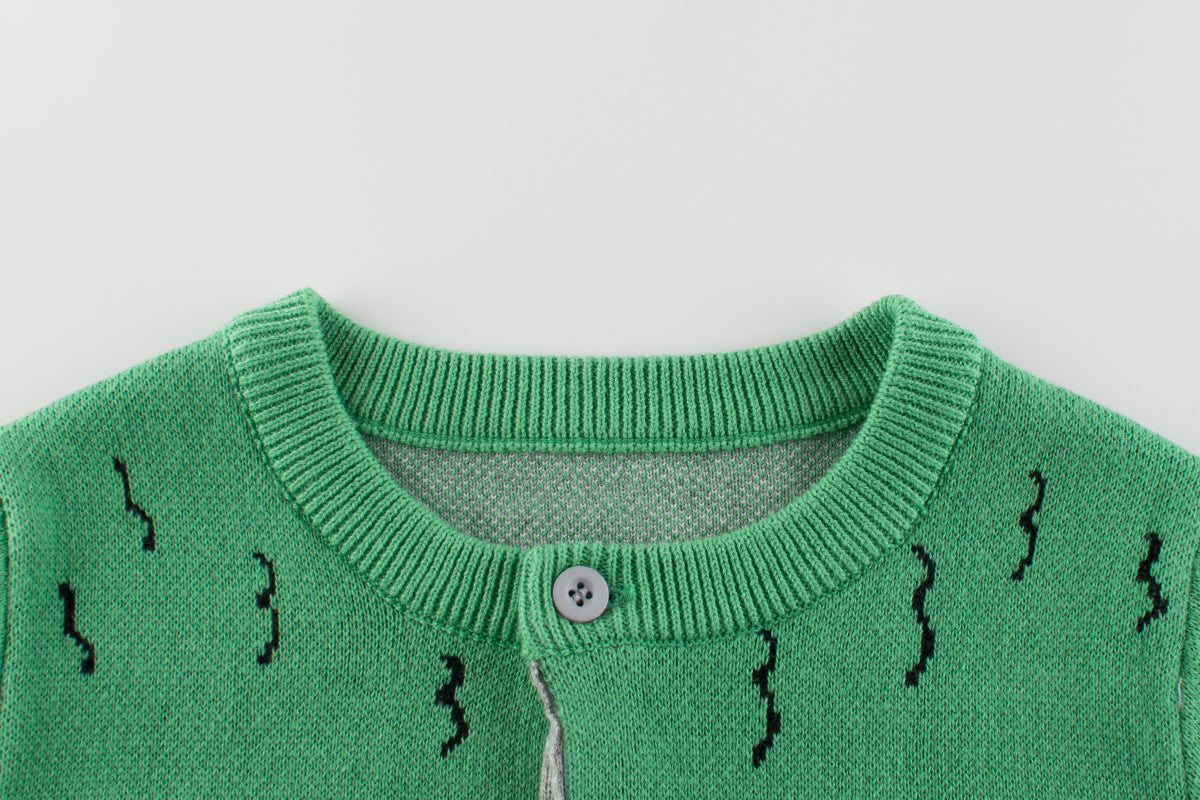 Boys Dinosaur Pattern Round Collar Long-Sleeved Sweater Cardigan, MyKids-USA®, Baby & Toddler Outerwear, MyKids-USA -  -  -  -  -  -  - 