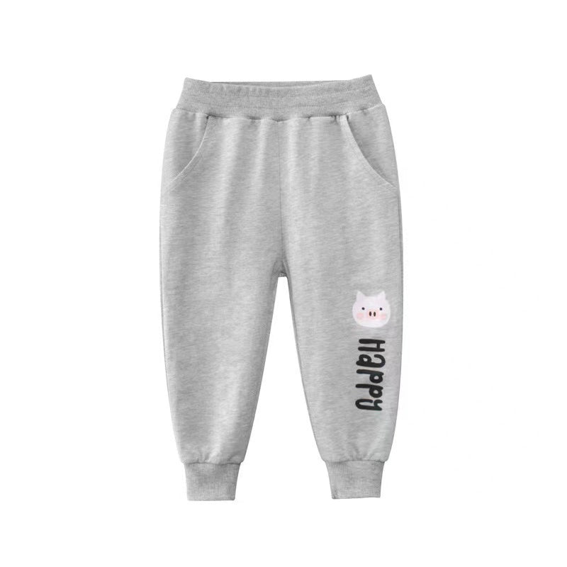Baby Girl Cartoon Animal Graphic Solid Color Elastic Trousers, MyKids-USA®, Baby & Toddler Bottoms, MyKids-USA - Size/Age - 90 (12-24M) - Color - Grey -  -  - JM2205271913