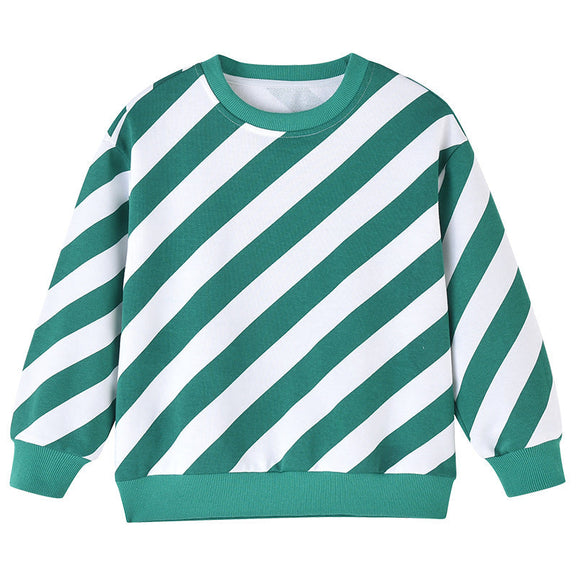 Baby Boy And Girl Striped Pattern Long Sleeve O-Collar Hoodies, MyKids-USA®, Baby & Toddler Outerwear, MyKids-USA - Size/Age - 100 (2-3Y) - Color - Green -  -  - JM2207271639