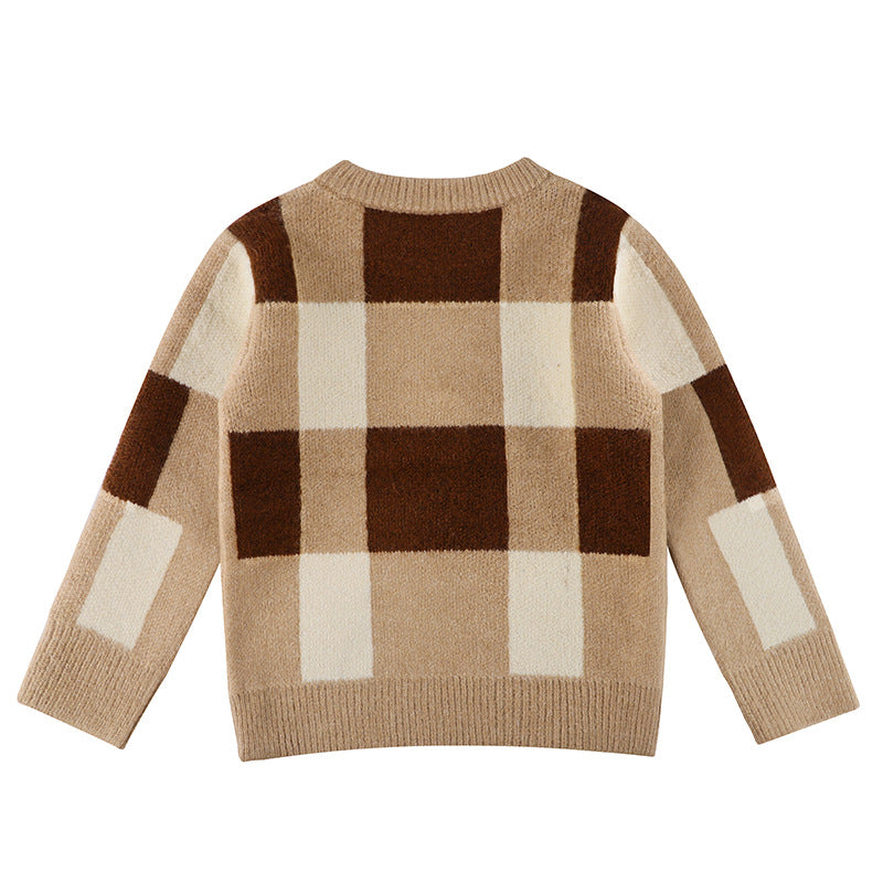 Baby Boy Plaid Graphic O-Neck Long Sleeves Western Classic Sweater, MyKids-USA®, Baby & Toddler Outerwear, MyKids-USA -  -  -  -  -  -  - 
