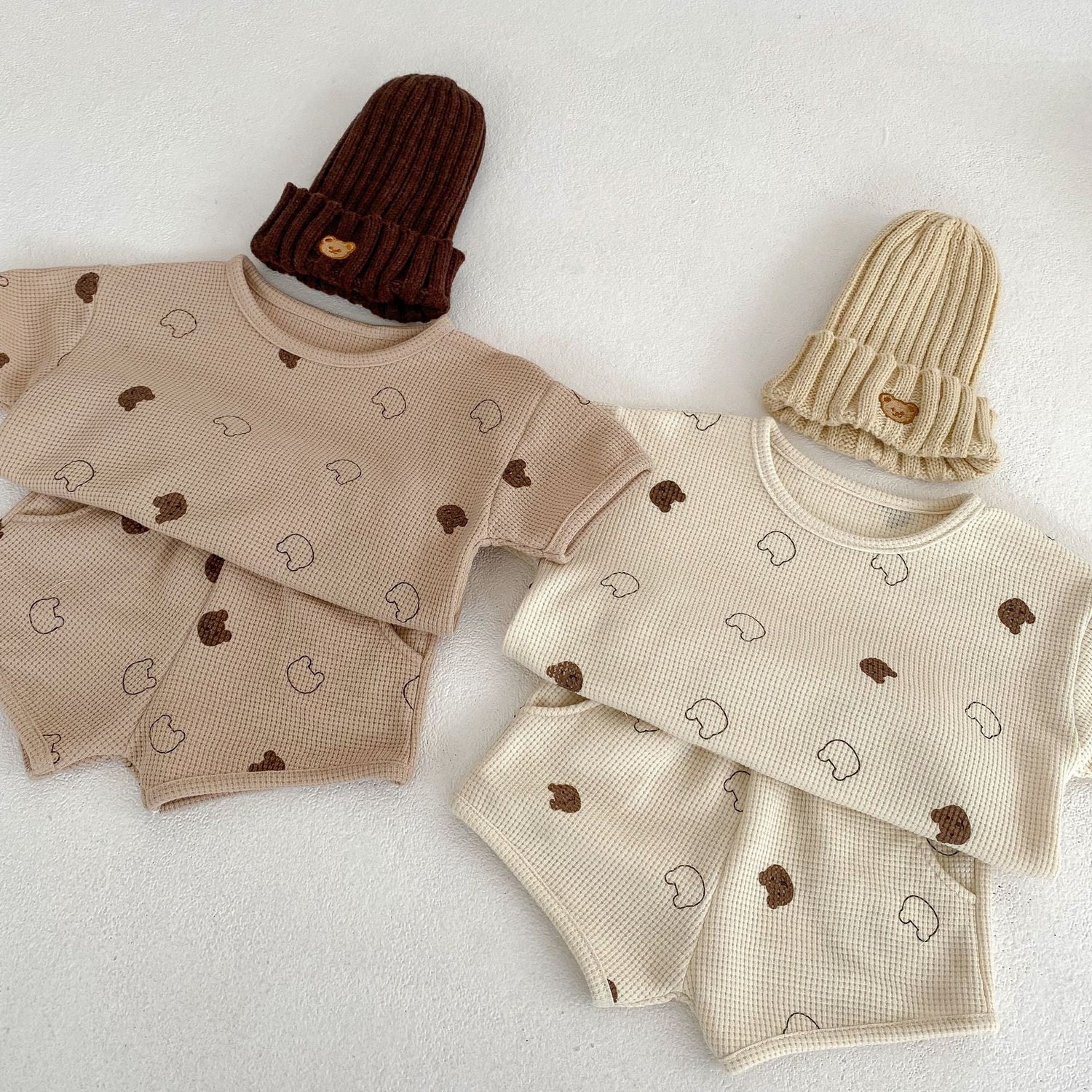 Baby Cartoon Print Pattern Waffle Knitted Fabric Clothing Sets, MyKids-USA®, Baby & Toddler Outfits, MyKids-USA -  -  -  -  -  -  - 