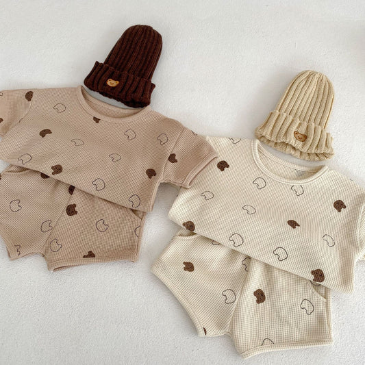 Baby Cartoon Print Pattern Waffle Knitted Fabric Clothing Sets, MyKids-USA®, Baby & Toddler Outfits, MyKids-USA -  -  -  -  -  -  - 