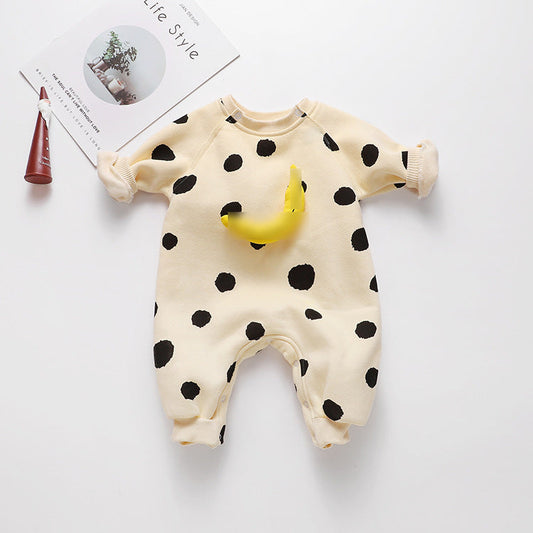 Baby 1pcs Striped & Dot Pattern Long Sleeved Romper Jumpsuit, MyKids-USA®, Baby & Toddler Sleepwear, MyKids-USA - Size/Age - 66 (3-6M) - Color - Light Yellow -  -  - JM2206131730