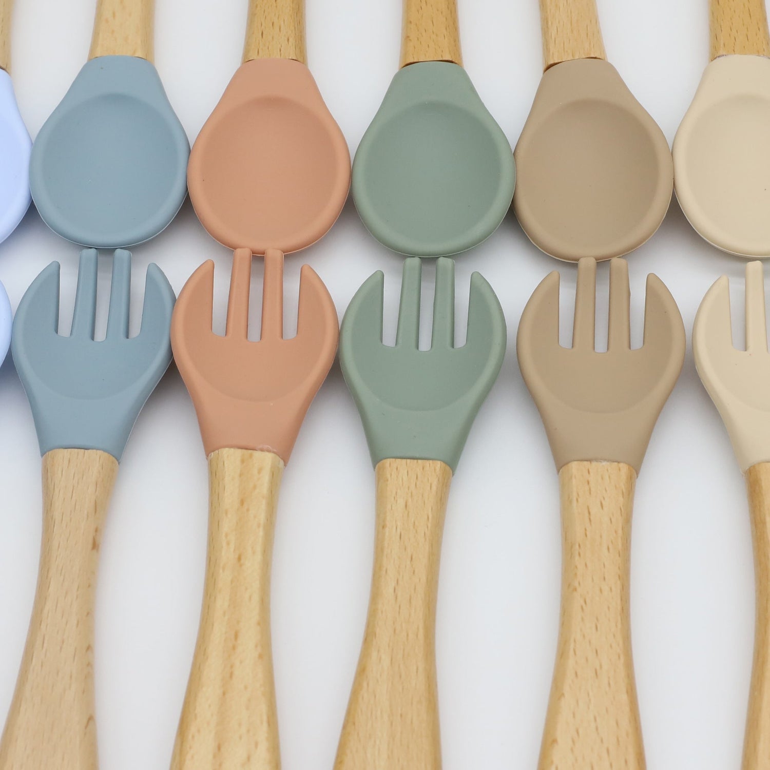 Baby Food Grade Wooden Handles Silicone Spoon Fork Cutlery, MyKids-USA®, Spoon and Fork, MyKids-USA -  -  -  -  -  -  - 