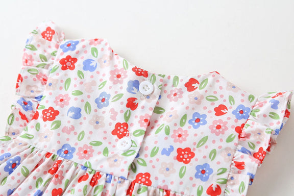 Baby Girls Floral Print Pattern With Bow Tie Design Round Collar Sleeveless Princess Newborn Onesies Dress, MyKids-USA®, Baby & Toddler Outerwear, MyKids-USA -  -  -  -  -  -  - 
