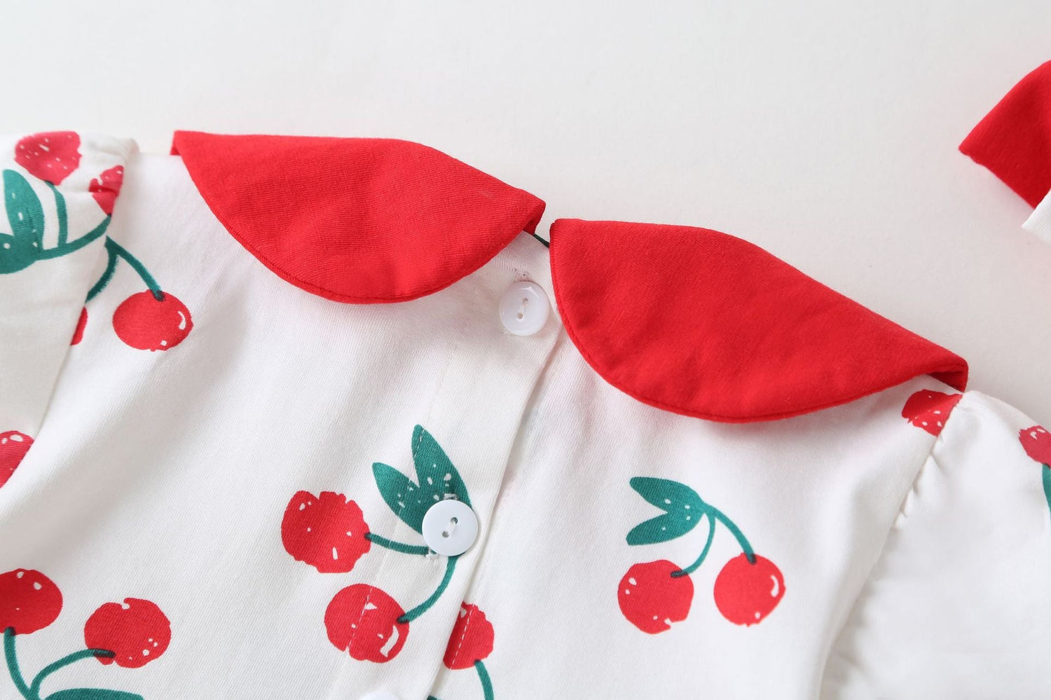Baby Girl Cherry Print Pattern Round Collar Short-Sleeved Onesies In Summer Outfit Wearing, MyKids-USA®, Baby & Toddler Outerwear, MyKids-USA -  -  -  -  -  -  - 