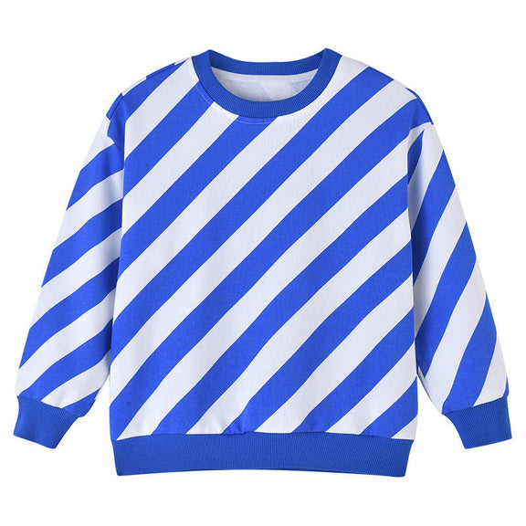 Baby Boy And Girl Striped Pattern Long Sleeve O-Collar Hoodies, MyKids-USA®, Baby & Toddler Outerwear, MyKids-USA - Size/Age - 100 (2-3Y) - Color - Blue -  -  - JM2207271639