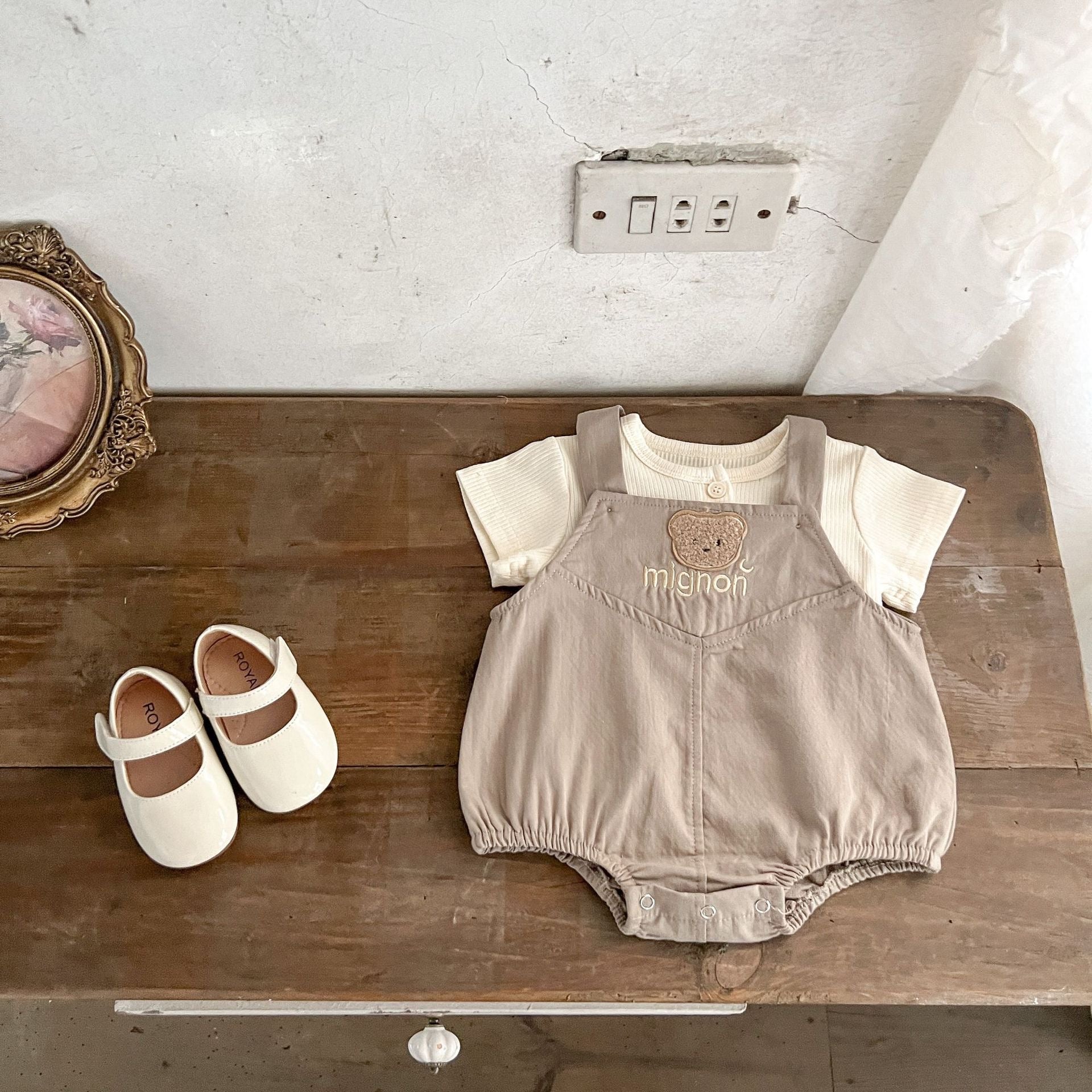 Baby Bear Pattern Strap Overall WIth Solid Color Shirt Sets, MyKids-USA®, Baby One-Pieces, MyKids-USA -  -  -  -  -  -  - 