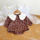 Baby Girl Floral Pattern Ruffle Lapel Design Bodysuit, MyKids-USA®, Baby One-Pieces, MyKids-USA - Size/Age - 66 (3-6M) - Color - Brown -  -  - JM2207221842