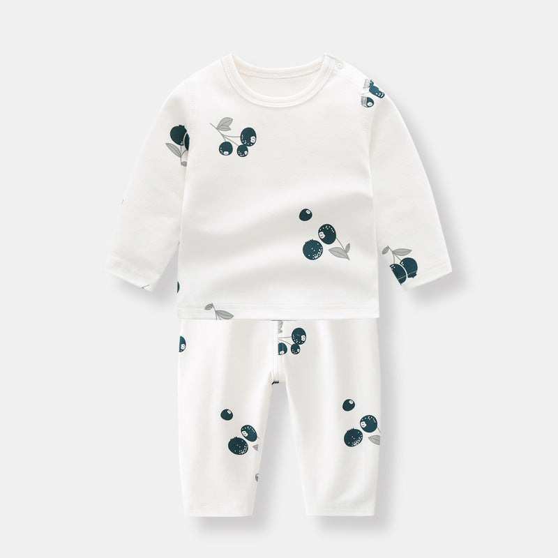Baby 1pcs Allover Fruit Graphic Long Sleeve Bottoming Shirt & Trousers Sets, MyKids-USA®, Baby & Toddler Outfits, MyKids-USA - Size/Age - 66 (3-6M) - Color - Blue -  -  - JM2205092108