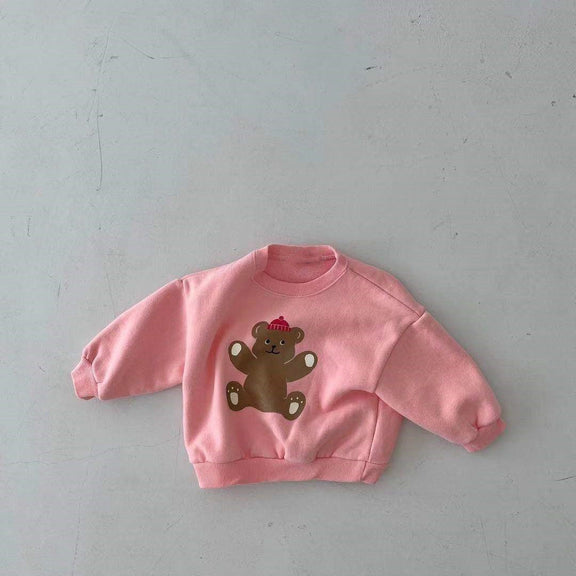 Baby  Cartoon Bear Graphic Long Sleeves Cotton Casual Hoodies, MyKids-USA®, Baby & Toddler Outerwear, MyKids-USA - Size/Age - 66 (3-6M) - Color - Pink -  -  - JM2207052143