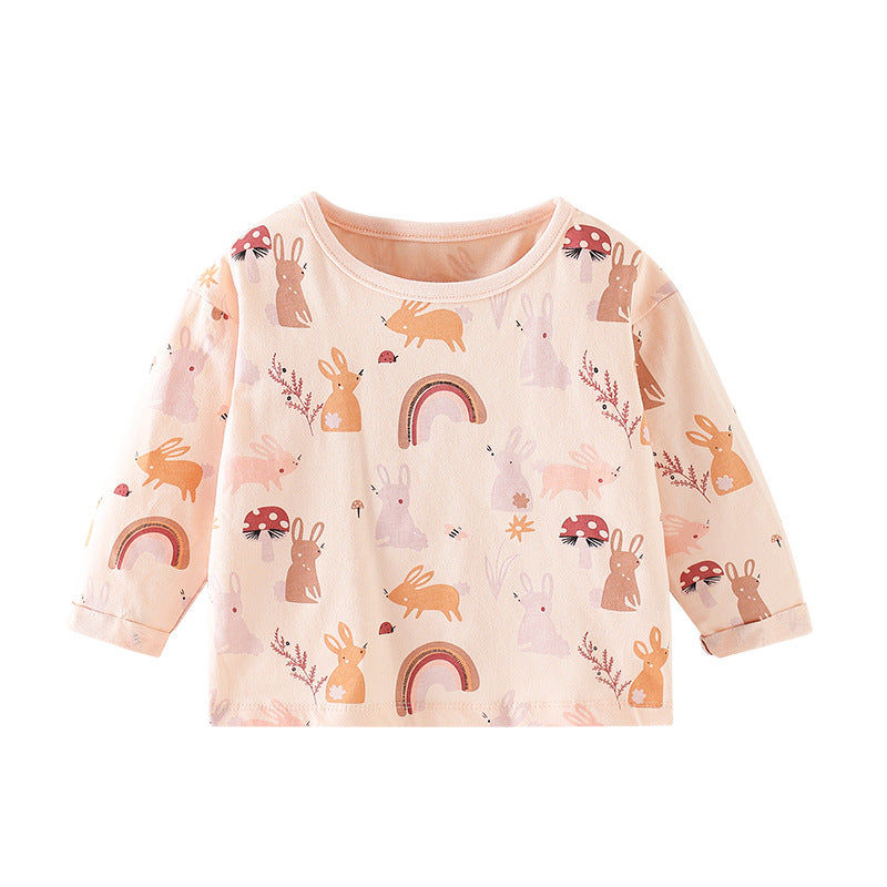 Baby Girl Cartoon Bunny Print Pattern Soft Cotton Comfortable Shirt, MyKids-USA®, Baby & Toddler Outerwear, MyKids-USA - Size/Age - 90 (12-24M) - Color - Pink -  -  - JM2207291851-A