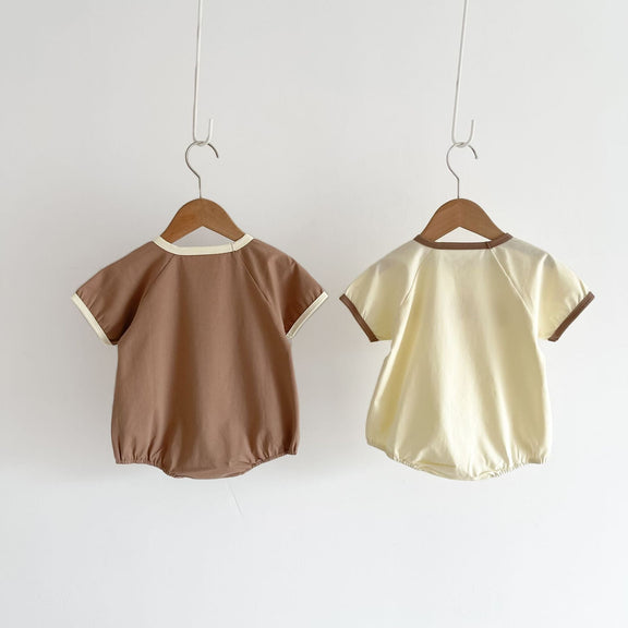 Baby Girl Cute Smile Face Print Short-Sleeved Round Collar Simpfy Onesies, MyKids-USA®, Baby & Toddler Outfits, MyKids-USA -  -  -  -  -  -  - 