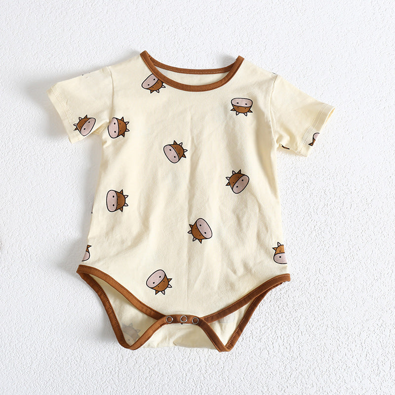 Baby Girl Cartoon Sheep Round-Collar Short-Sleeved Onesie Combo Hat In Summer, MyKids-USA®, Baby & Toddler Outfits, MyKids-USA -  -  -  -  -  -  - 