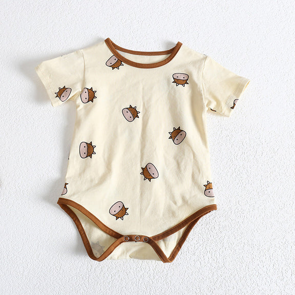 Baby Girl Cartoon Sheep Round-Collar Short-Sleeved Onesie Combo Hat In Summer, MyKids-USA®, Baby & Toddler Outfits, MyKids-USA -  -  -  -  -  -  - 