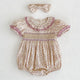 Baby Girl Ditsy Flower Ruffle Neck Dress Onesies In Summer, MyKids-USA®, Baby & Toddler Outfits, MyKids-USA - Size/Age - 66 (3-6M) - Color - Pink -  -  - JM2306111828-B