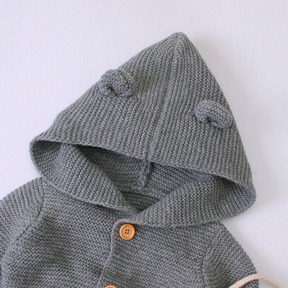 Baby Baby Cable Knitted Pattern Button Front Design Long Sleeve Warm Rompers & Hat, MyKids-USA®, Baby One-Pieces, MyKids-USA -  -  -  -  -  -  - 