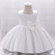 Baby Girl Solid Color Bow Patched Design Sleeveless Western Style Satin Dress, MyKids-USA®, Baby & Toddler Dresses, MyKids-USA - Size/Age - 73 (6-9M) - Color - White -  -  - JM2206172358