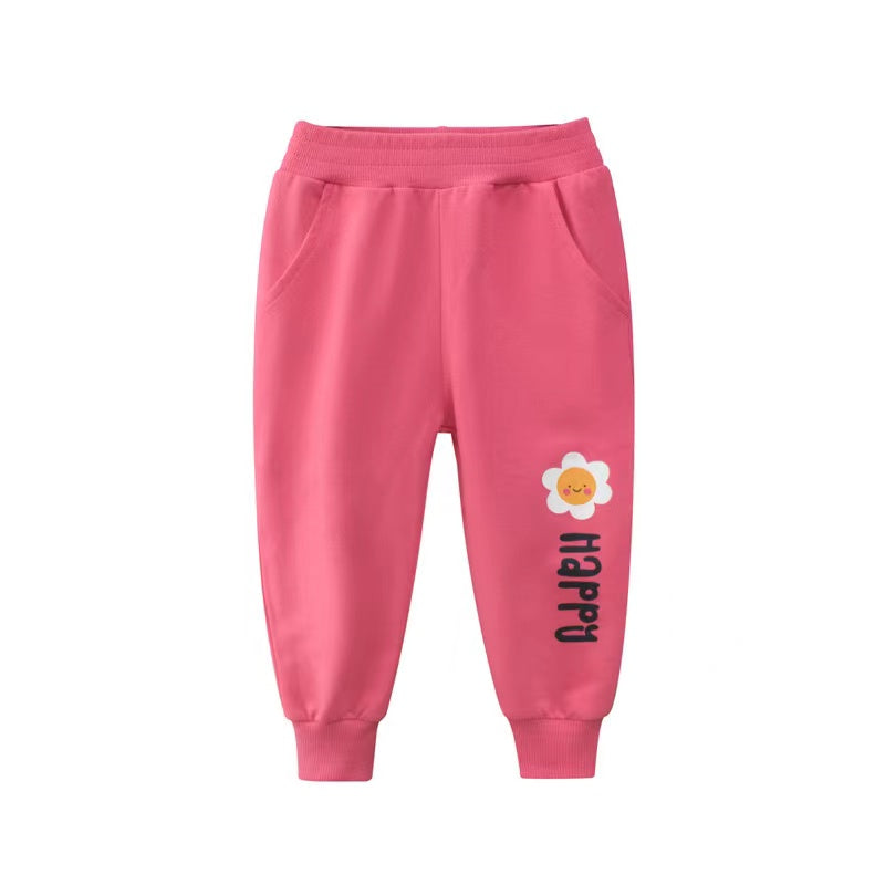 Baby Girl Cartoon Animal Graphic Solid Color Elastic Trousers, MyKids-USA®, Baby & Toddler Bottoms, MyKids-USA - Size/Age - 90 (12-24M) - Color - Pink -  -  - JM2205271913