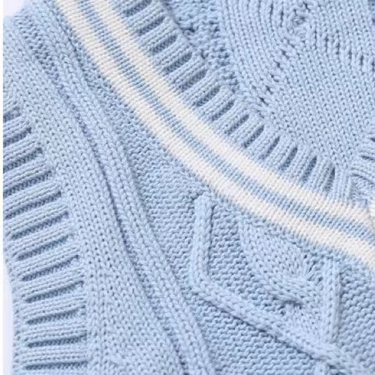 Baby Crochet Knitting Pattern Striped V-Neck Design College Style Sleeveless Vest Sweater, MyKids-USA®, Baby & Toddler Outerwear, MyKids-USA -  -  -  -  -  -  - 