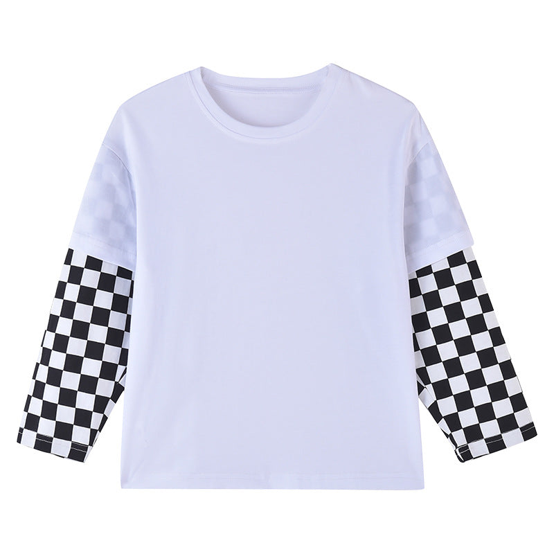 Baby Boy And Girl Plaid Pattern Fake 1 Pieces Sleeve Design Shirt, MyKids-USA®, Baby & Toddler Outfits, MyKids-USA - Size/Age - 100 (2-3Y) - Color - White -  -  - JM2207271632-D