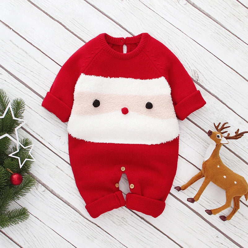 Baby Cartoon Christmas Pattern Long Sleeves Sweater Rompers, MyKids-USA®, Baby One-Pieces, MyKids-USA - Size/Age - 73 (6-9M) - Color - Red -  -  - JM2206112006-A